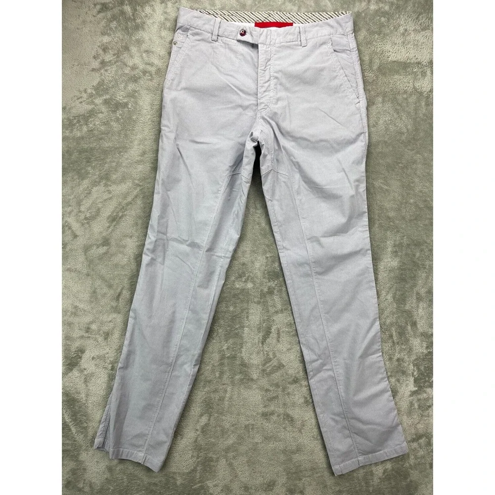 Claude Bonucci‎ Mens Pants 34x36 Gray Striped Straight Cotton Blend